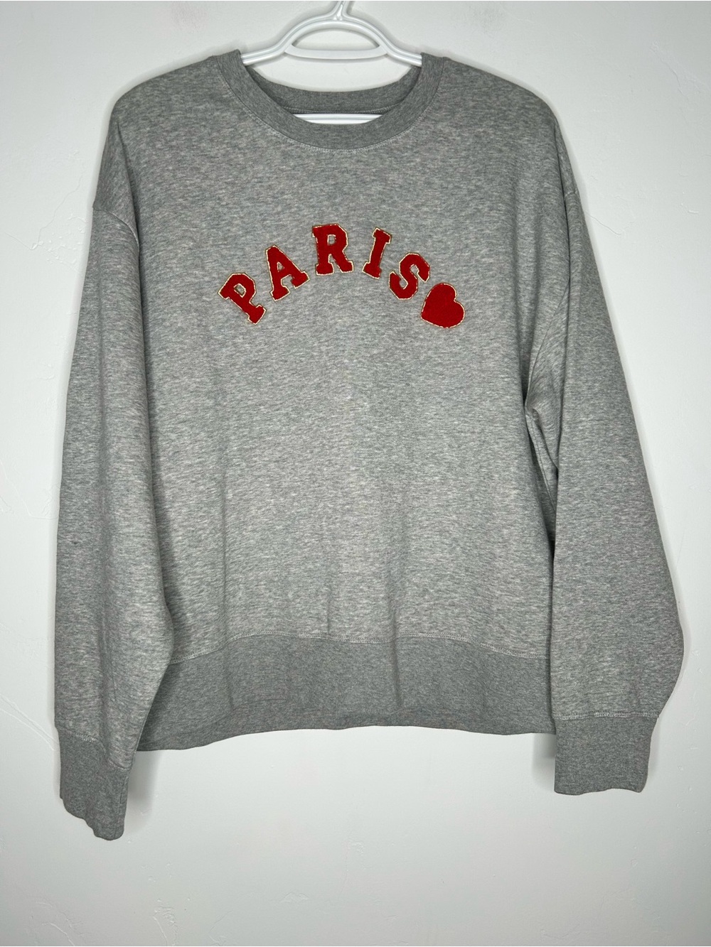 J. Crew Gray Sweatshirt with Red "PARIS" Applique